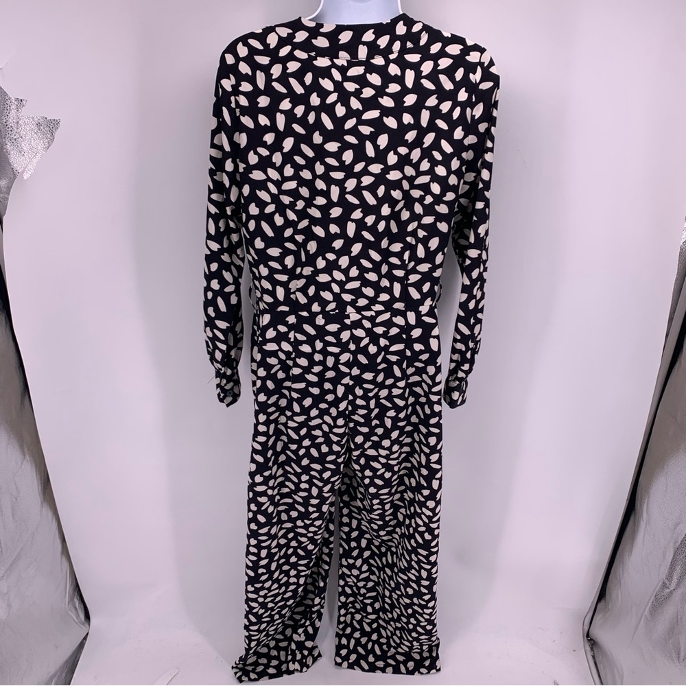 FRNCH Paris 'Mabel Jumpsuit black n cream neutral Pantsuit button up size Small - Picture 7 of 9
